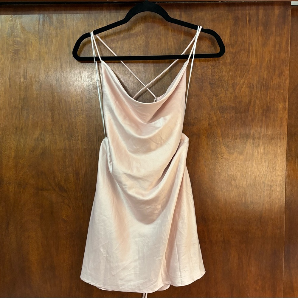 Princess Polly Pink Cowl Neck Lace Up Back Dress size 14